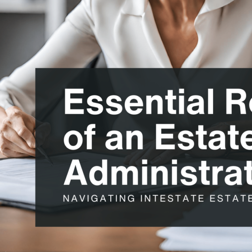 Estate administrator reviewing legal documents for intestate estate planning